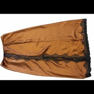 Burnt Orange Midi Topshop Skirt with Slit